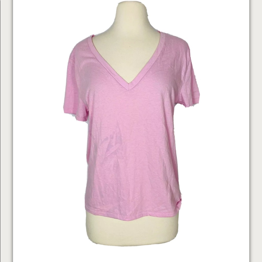 BP Women's Tee T-Shirt XS Sleeve V-neck Pink
